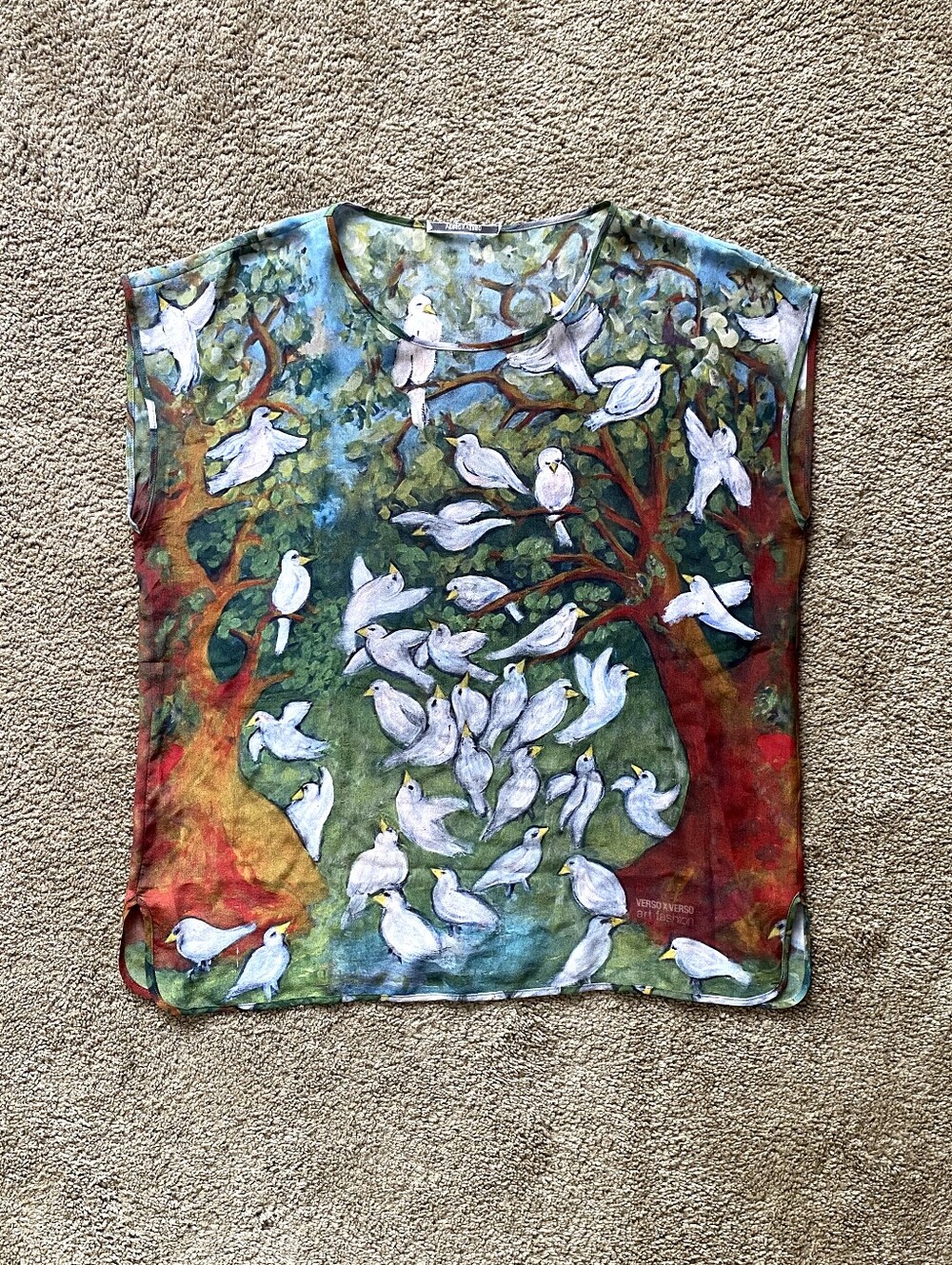 Chinoiserie Folk Art To Wear Painterly Print Blouse